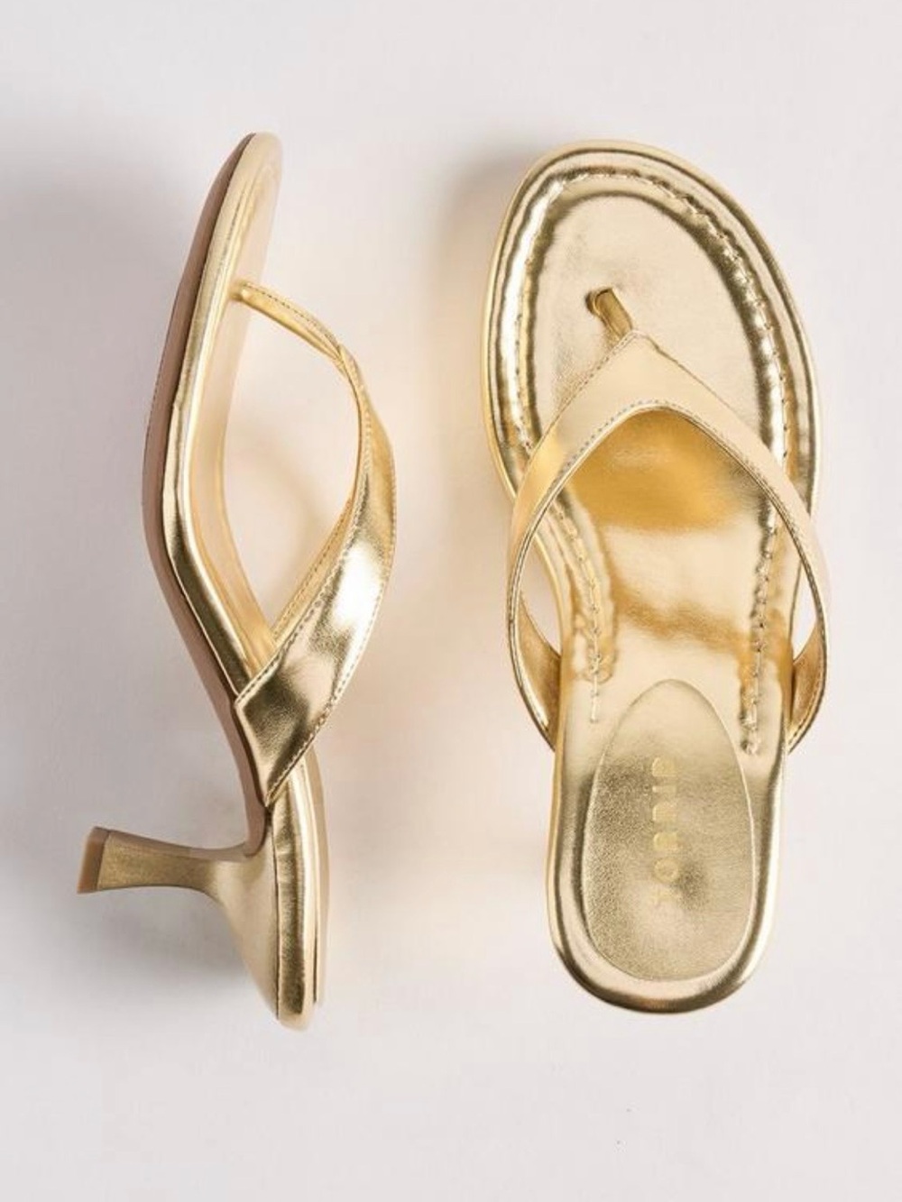 Torrid Metallic Gold Kitten-Heel Thong Sandals